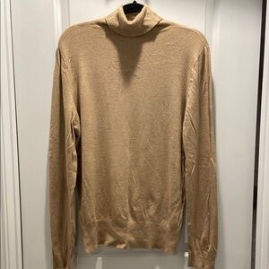 Ann Taylor Tan Turtleneck Sweater with Ribbed Details